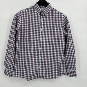 Peter Manning NYC Mens Blue White Red Plaid Button Down Shirt Size 1 Long Sleeve